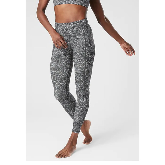 Athleta Leggings XS Petite Gray Pebble Beach Printed High Rise Pocket Tight - Picture 3 of 16